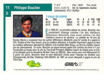 1991 Classic Draft Picks French #11 Philippe Boucher Back
