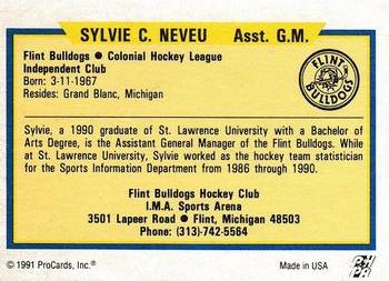 1991-92 ProCards AHL/IHL/CoHL #NNO Sylvie Neveu Back