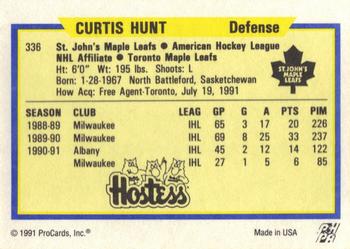1991-92 ProCards AHL/IHL/CoHL #336 Curtis Hunt Back