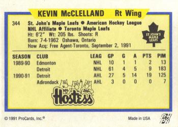 1991-92 ProCards AHL/IHL/CoHL #344 Kevin McClelland Back