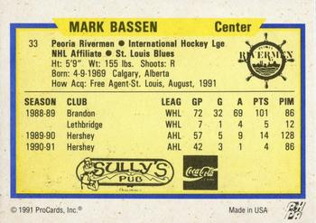 1991-92 ProCards AHL/IHL/CoHL #33 Mark Bassen Back