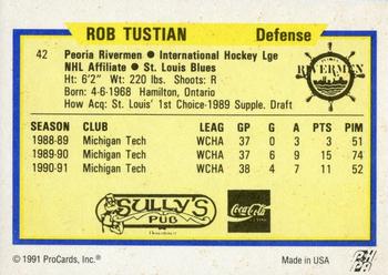 1991-92 ProCards AHL/IHL/CoHL #42 Rob Tustian Back