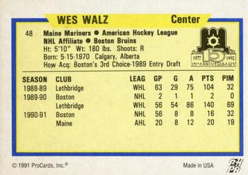 1991-92 ProCards AHL/IHL/CoHL #48 Wes Walz Back