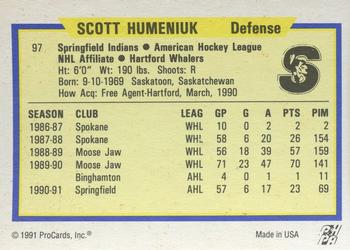 1991-92 ProCards AHL/IHL/CoHL #97 Scott Humeniuk Back