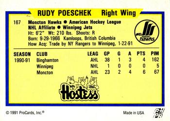 1991-92 ProCards AHL/IHL/CoHL #167 Rudy Poeschek Back