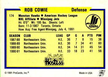 1991-92 ProCards AHL/IHL/CoHL #174 Rob Cowie Back
