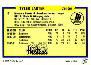 1991-92 ProCards AHL/IHL/CoHL #181 Tyler Larter Back