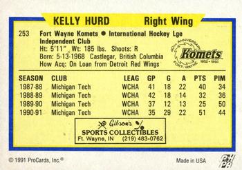1991-92 ProCards AHL/IHL/CoHL #253 Kelly Hurd Back