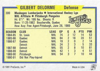 1991-92 ProCards AHL/IHL/CoHL #300 Gilbert Delorme Back