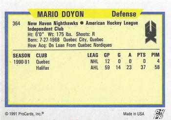 1991-92 ProCards AHL/IHL/CoHL #364 Mario Doyon Back