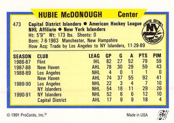 1991-92 ProCards AHL/IHL/CoHL #473 Hubie McDonough Back