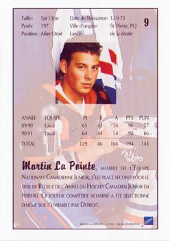 1991 Ultimate Draft - French #9 Martin Lapointe Back
