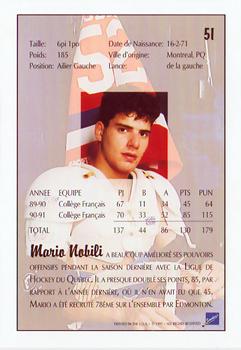 1991 Ultimate Draft - French #51 Mario Nobili Back