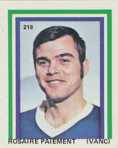 1971-72 Eddie Sargent NHL Players Stickers #218 Rosaire Paiement Front