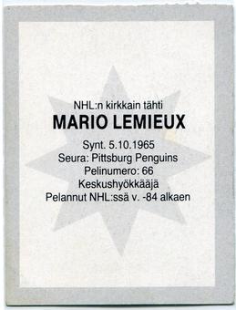 1993 Koululainen NHL Pelaajia (Finnish) #NNO Mario Lemieux Back