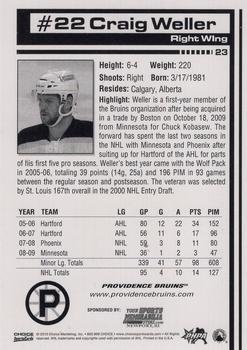 2009-10 Choice Providence Bruins (AHL) #23 Craig Weller Back