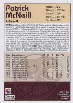 2012-13 Hershey Bears (AHL) #16 Patrick McNeill Back