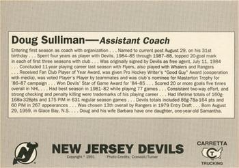 1990-91 Carretta New Jersey Devils #27 Doug Sulliman Back