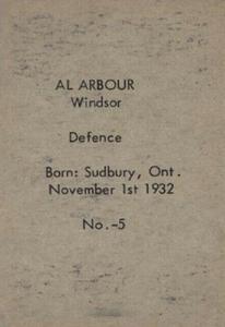 1952-53 Bedard & Donaldson (Anonymous) Juniors #5 Al Arbour Back