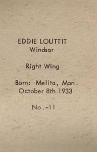 1952-53 Bedard & Donaldson (Anonymous) Juniors #11 Eddie Louttit Back
