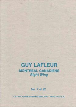 1977-78 Topps - Glossy Inserts (Square Corners) #7 Guy Lafleur Back