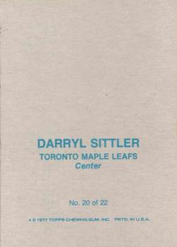 1977-78 Topps - Glossy Inserts (Square Corners) #20 Darryl Sittler Back