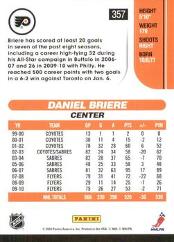 2010-11 Score - Glossy #357 Daniel Briere  Back
