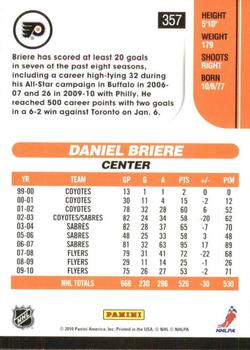2010-11 Score - 20th Anniversary #357 Daniel Briere  Back