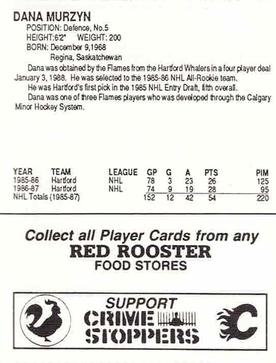 1987-88 Red Rooster Calgary Flames #NNO Dana Murzyn Back
