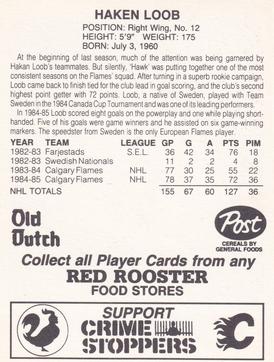1985-86 Red Rooster Calgary Flames #NNO Hakan Loob Back