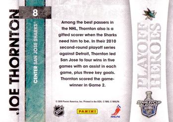 2010-11 Score - Playoff Heroes #8 Joe Thornton Back