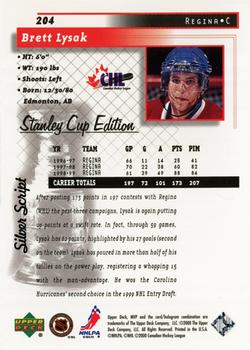 1999-00 Upper Deck MVP Stanley Cup Edition - Silver Script #204 Brett Lysak Back