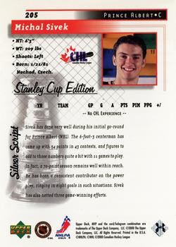 1999-00 Upper Deck MVP Stanley Cup Edition - Silver Script #205 Michal Sivek Back