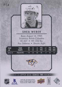 2014-15 Upper Deck - UD Portraits #P-14 Shea Weber Back