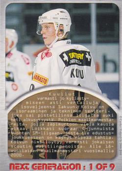 2000-01 Cardset Finland - Next Generation Dealers Choice #1 Mikko Koivu Back