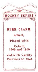 1987 Lancaster 1910-11 Imperial Tobacco (C56) (Reprint) #11 Herb Clarke Back