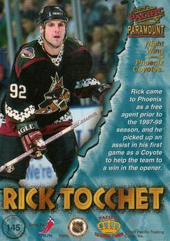 1997-98 Pacific Paramount - Silver #145 Rick Tocchet Back