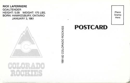 1981-82 Colorado Rockies Postcards #NNO Rick Laferriere Back