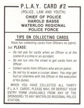 1985-86 Kitchener Rangers (OHL) Police #2 Harold Basse Back