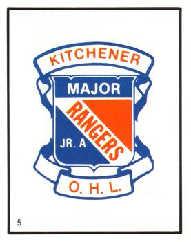1985-86 Kitchener Rangers (OHL) Police #5 Checklist Front