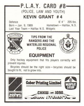 1985-86 Kitchener Rangers (OHL) Police #8 Kevin Grant Back