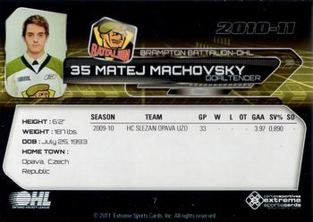 2010-11 Extreme Brampton Battalion (OHL) #3 Matej Machovsky Back