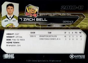 2010-11 Extreme Brampton Battalion (OHL) #8 Zach Bell Back