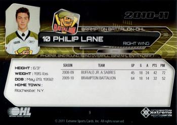 2010-11 Extreme Brampton Battalion (OHL) #10 Phil Lane Back