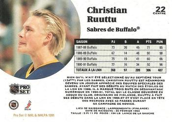 1991-92 Pro Set French #22 Christian Ruuttu Back