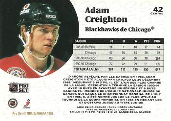 1991-92 Pro Set French #42 Adam Creighton Back