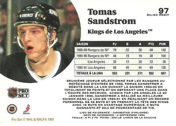 1991-92 Pro Set French #97 Tomas Sandstrom Back