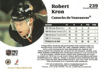 1991-92 Pro Set French #239 Robert Kron Back