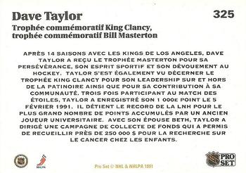 1991-92 Pro Set French #325 Dave Taylor Back