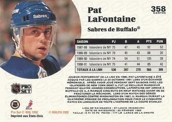 1991-92 Pro Set French #358 Pat LaFontaine Back